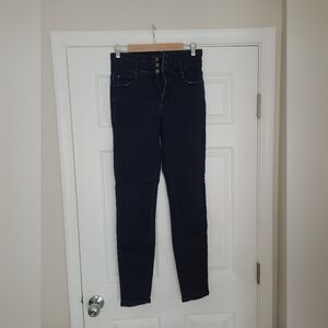 Ann Taylor High Rise Tall Skinny Jeans In Dark Blue